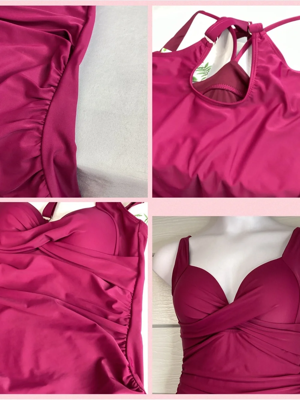 Women's Fuchsia Twist-Front Tank Top.76